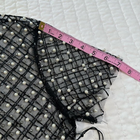 Iris NWT Black Sheer Blouse with Pearl Details - Picture 7 of 13